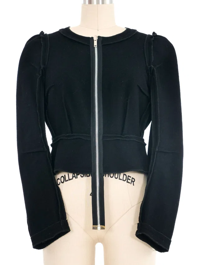 Maison Margiela Inside Out Cropped Wool Jacket in Wool from Arcade Vintage