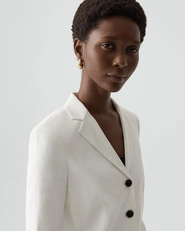 Theory Shrunken Three-Button Blazer in Good Linen, photo 5 of 6 from Theory