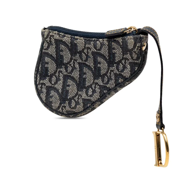 Blue Dior Diorissimo Trotter Saddle Coin Pouch in Blue Canvas from Designer Revival