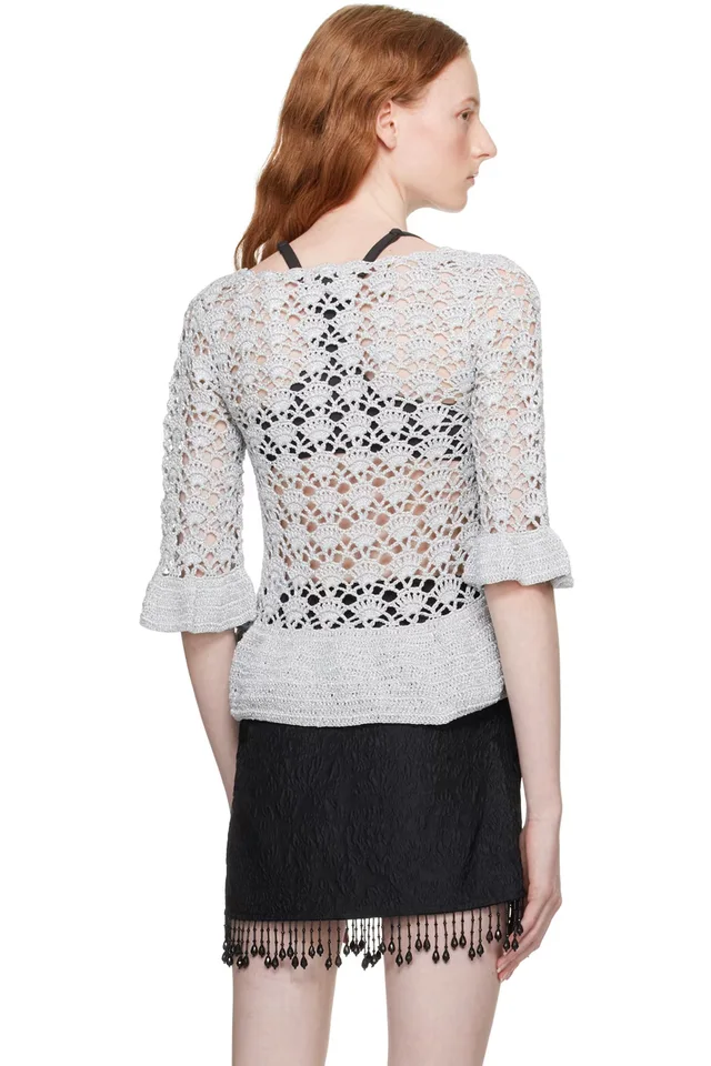 GANNI Silver Peplum Blouse, photo 3 of 4 from SSENSE