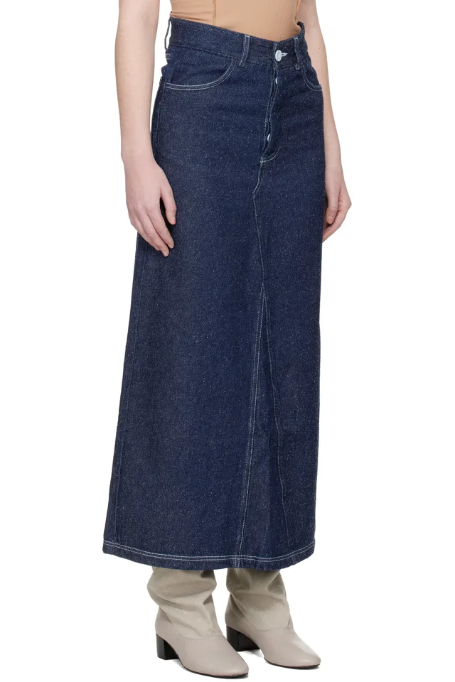 Baserange Blue Tajo Denim Maxi Skirt, photo 2 of 4 from SSENSE