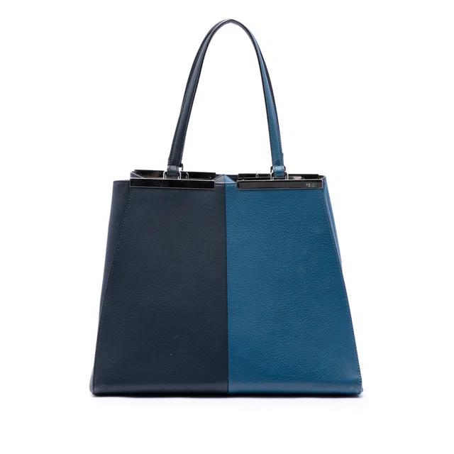 Blue Fendi Large Bicolor Vitello Elite 3Jours Tote in Blue Leather from Designer Revival