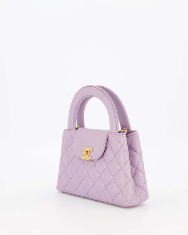 Chanel Lilac Small Mini Kelly Shopping Bag in Purple Calfskin from Sellier, photo 11 of 21