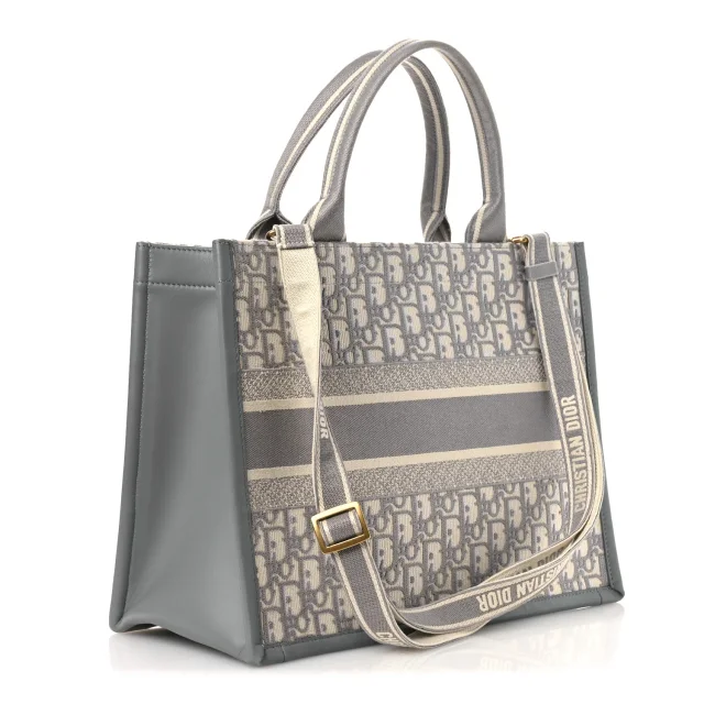 Dior Oblique Chambray Calfskin Medium Book Tote in Grey Calfskin from FASHIONPHILE, photo 3 of 12