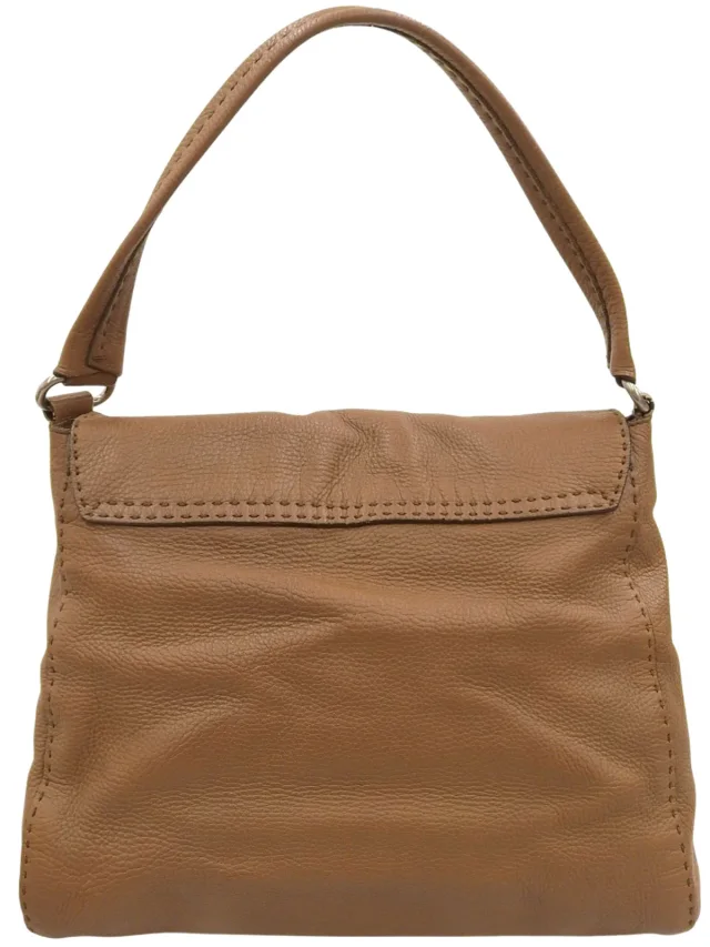 Prada Logo Plate One-Shoulder Bag Brown in Brown Leather from VINTAGE QOO TOKYO, photo 2 of 10