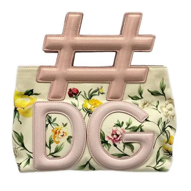 Dolce & Gabbana Tote Bag Instagram Ivory Pink Multi Floral Embossed Leather in White Leather from The Reluxe