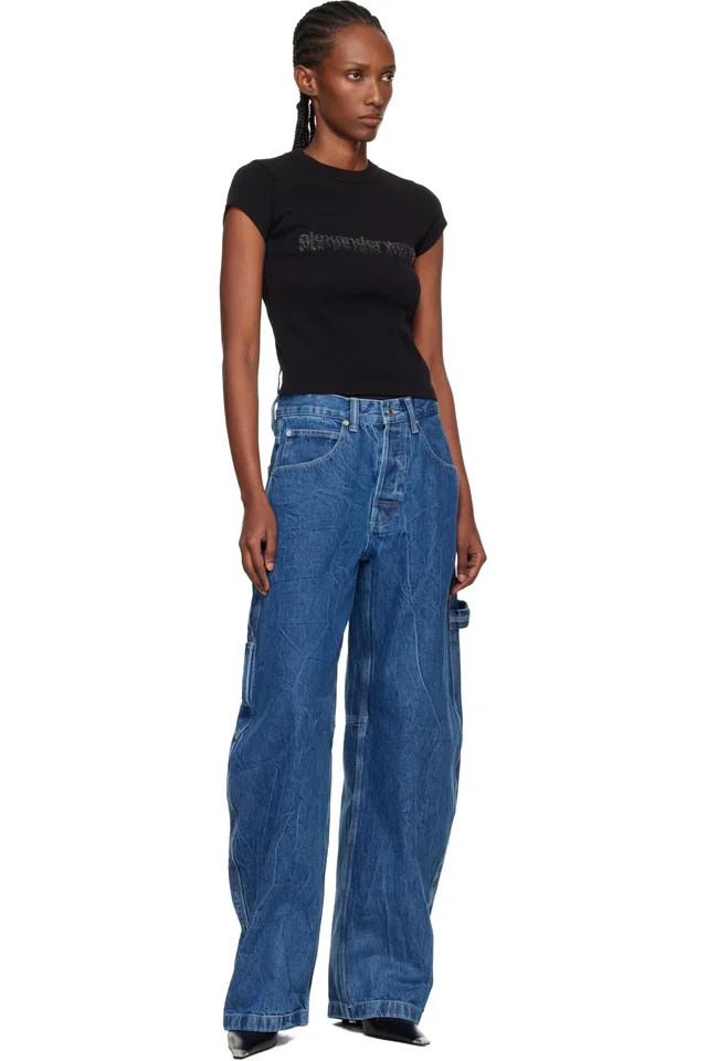 Alexander Wang Black Crystal Logo Cotton Baby T-shirt, photo 4 of 4 from SSENSE