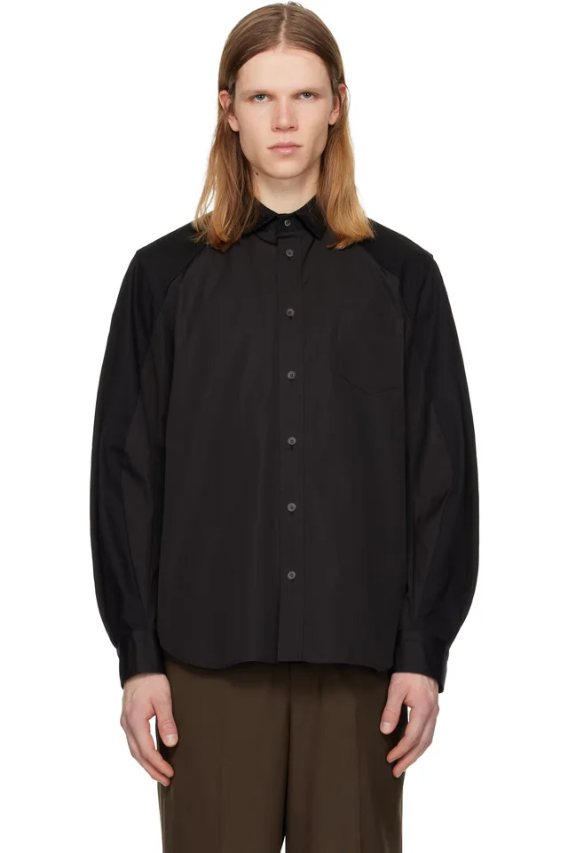 sacai Black Poplin Shirt, image 1 of 1 from SSENSE
