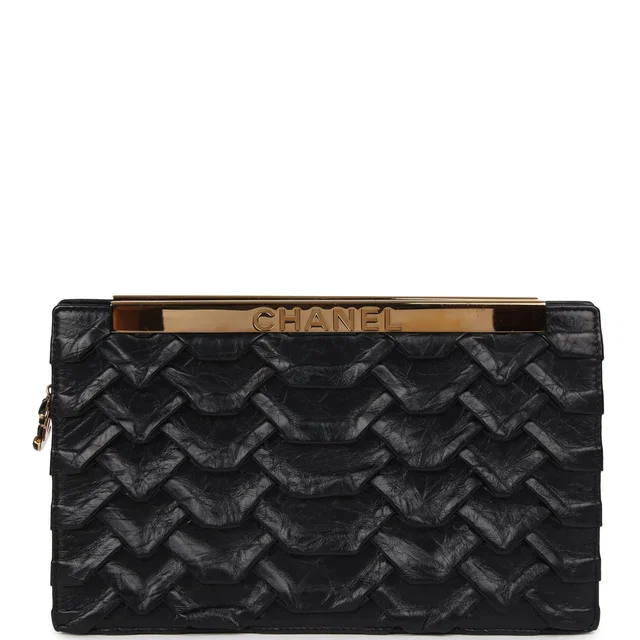 Chanel "Egypt" Clutch Black Aged Calfskin Gold Hardware in Black Calfskin from Madison Avenue Couture