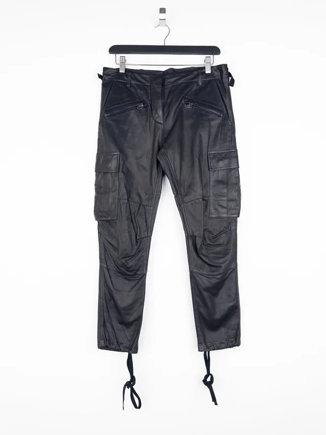 Balmain By Decarnin Ss10 Leather Cargo Biker Pants in black Leather from Grailed
