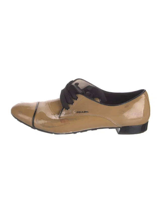 Prada Patent Leather Bow Accents Oxfords in Patent leather from The RealReal