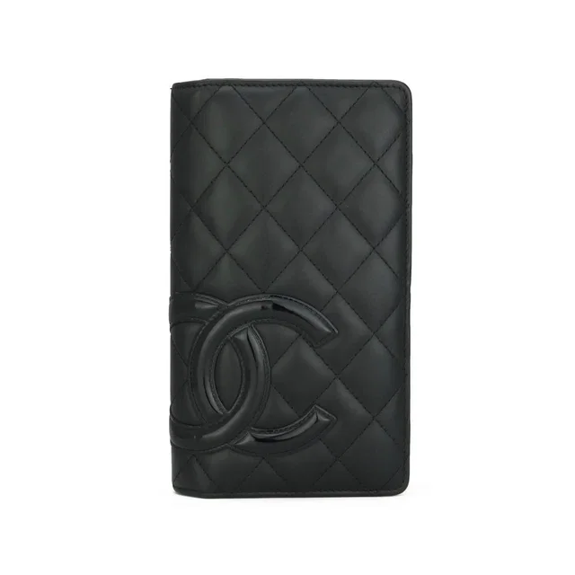 Chanel Black Cambon Long Flap Wallet in Black Calfskin from HEWI