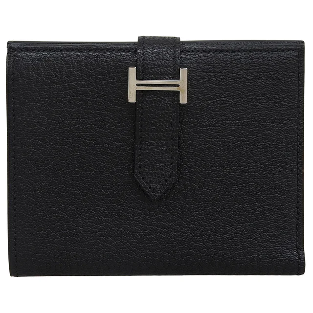Hermès 2023 Bearn Compact Wallet, Black in Black Goatskin from VINTAGE QOO TOKYO