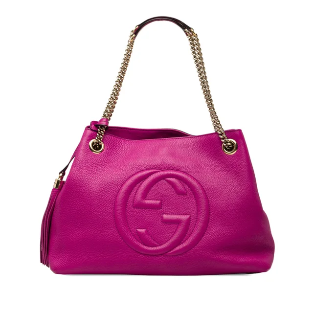 Purple Gucci Medium Calfskin Soho Chain Tote in Purple Calfskin from Designer Revival