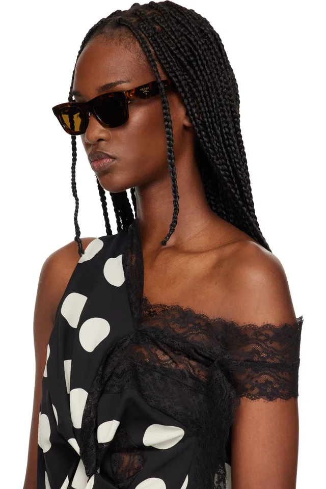 Prada Eyewear Brown Rectangle Sunglasses, photo 4 of 4 from SSENSE