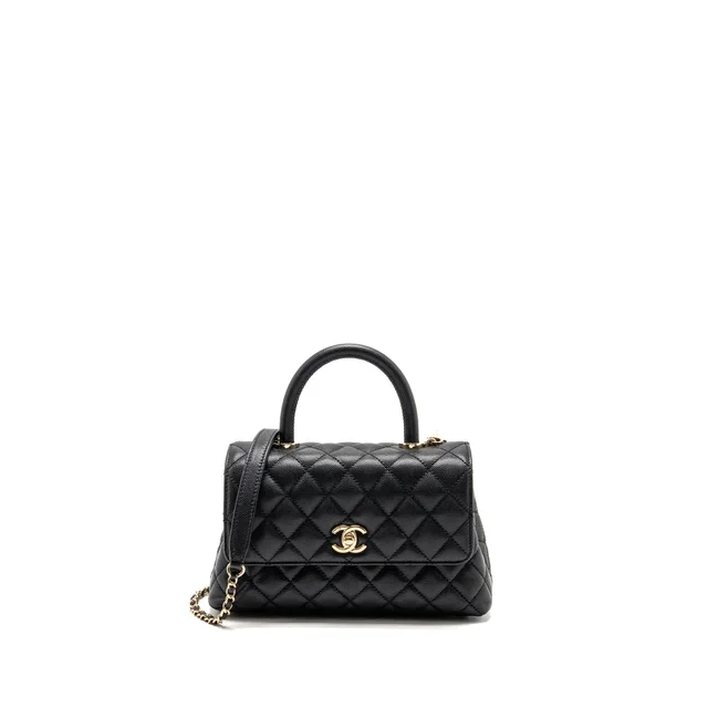 Chanel Small Coco Handle caviar Black LGHW (Microchip) in Black Caviar leather from EMIER