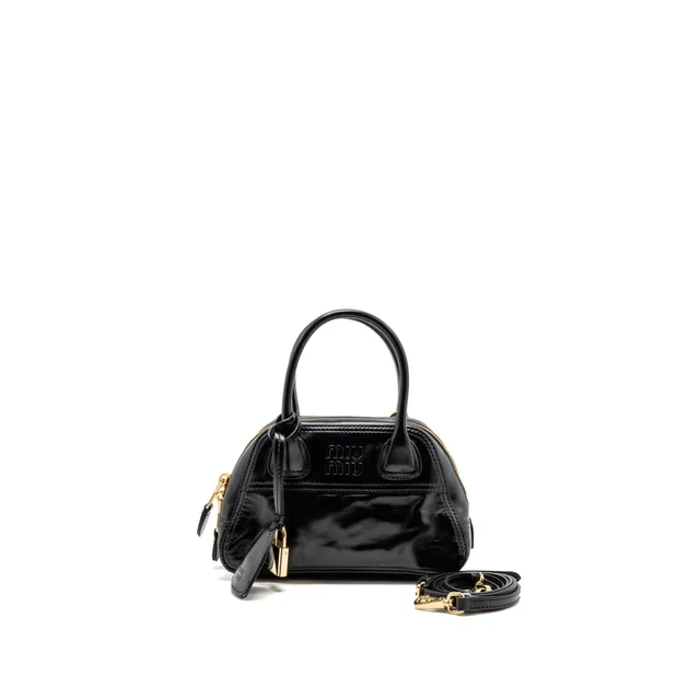 Miu Miu Vivant Glossy Leather Mini Bag Calfskin Black GHW in Black Calfskin from EMIER