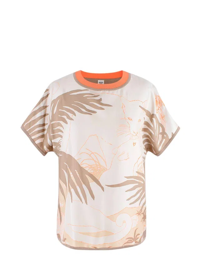 Hermès 'Jungle Love Fluo' Silk Twillaine Printed Sweater in Multicolor Silk from HEWI
