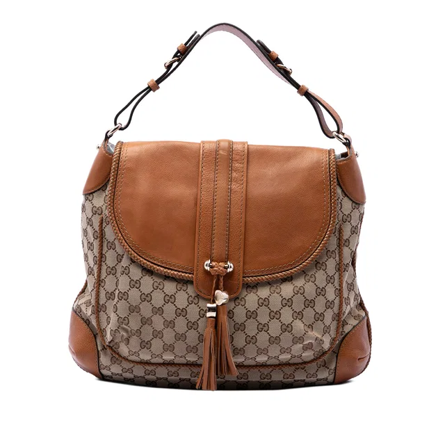 Beige Gucci GG Canvas Marrakech Shoulder Bag in Beige Canvas from Designer Revival, photo 1 of 1