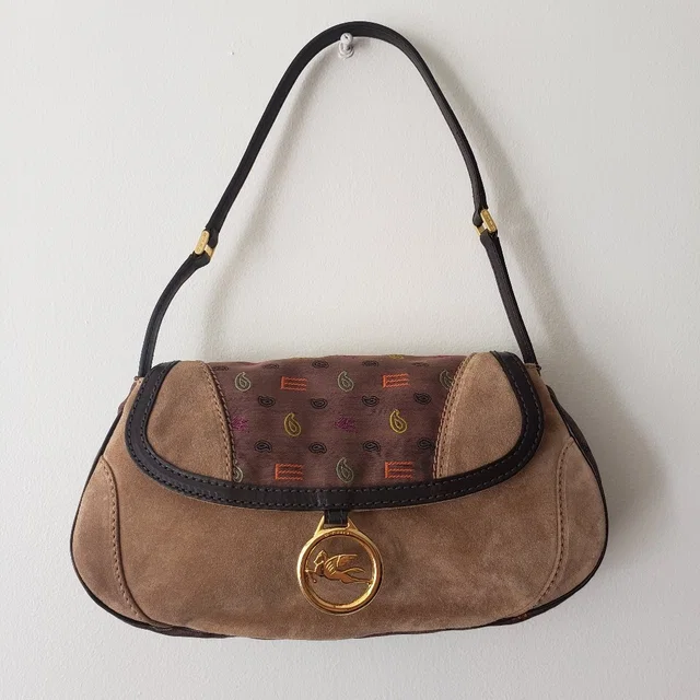 Vtg Etro Tan Suede Mini Hobo Bag Multicolor Paisley in red|brown|neutral Suede from Poshmark