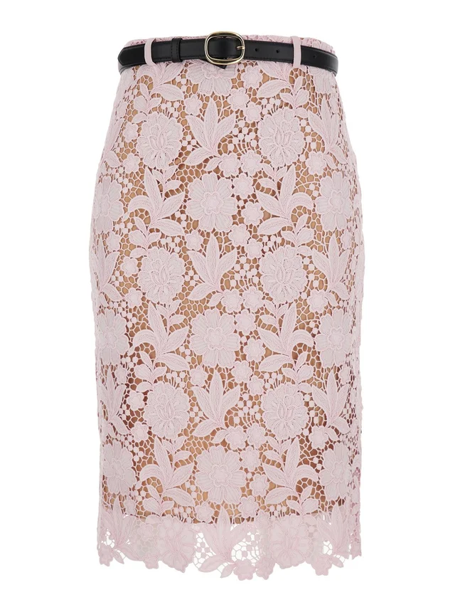 SELF-PORTRAIT Dress 'Pink Lace' with Pink Lace Details in Fabric in Pink, photo 2 of 6 from Gaudenzi Boutique