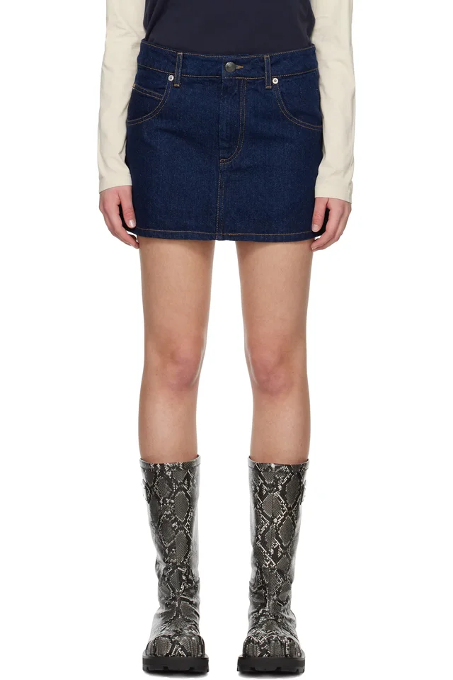 Charles Jeffrey LOVERBOY Navy Knit Patch Denim Miniskirt from SSENSE, photo 1 of 1