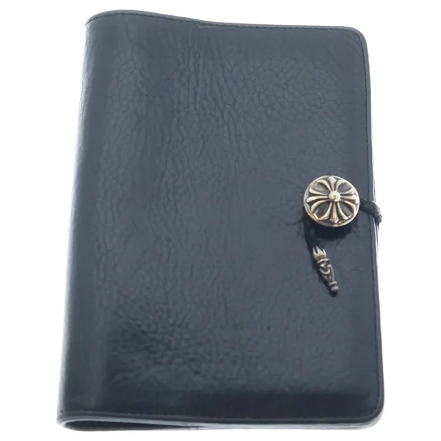 Chrome Hearts Agenda Plain Cross Ball Button Book Cover Black in Black from The Reluxe