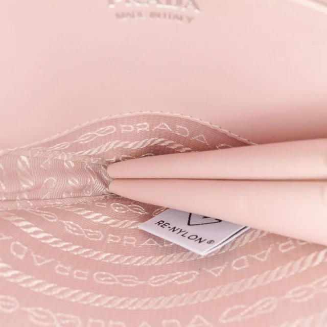 Pink Prada Mini Crystal Embellished Satin and Leather Triangle Pouch Satchel in Pink Satin from Designer Revival, photo 2 of 2