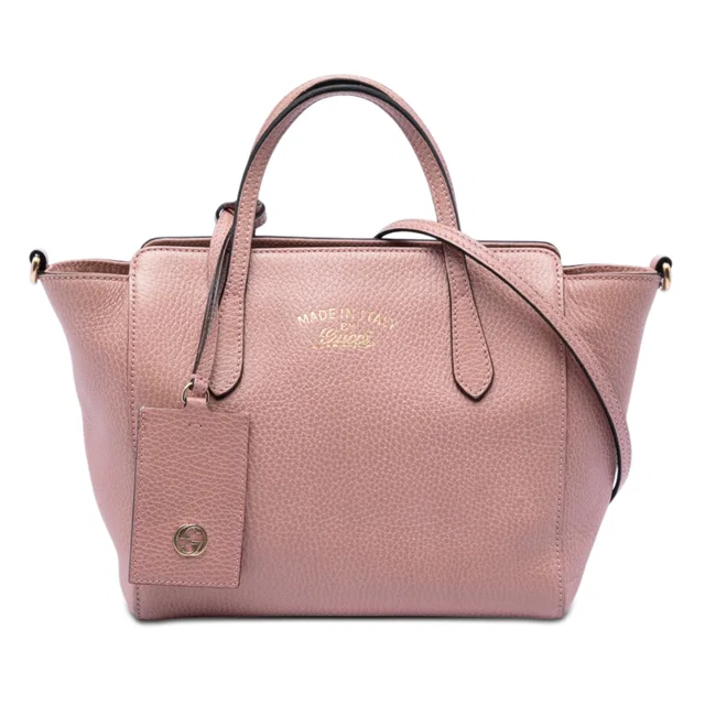 Pink Gucci Mini Leather Swing Satchel in Pink Leather from Designer Revival