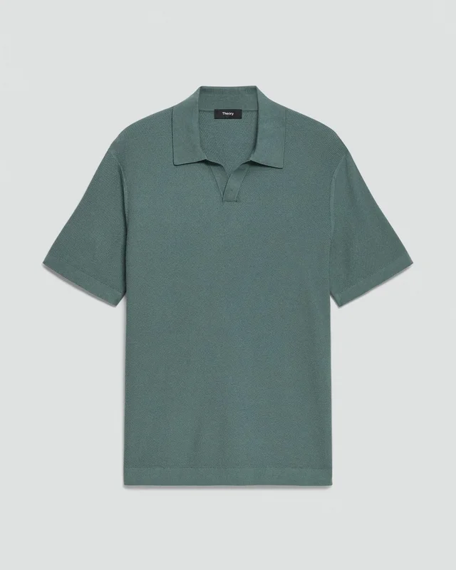 Theory Brenan Polo Shirt in Light Bilen in LIGHT PINE GROVE 62% Viscose, 38% Polyester; Exclusive Of Elastic, photo 6 of 8 from Theory