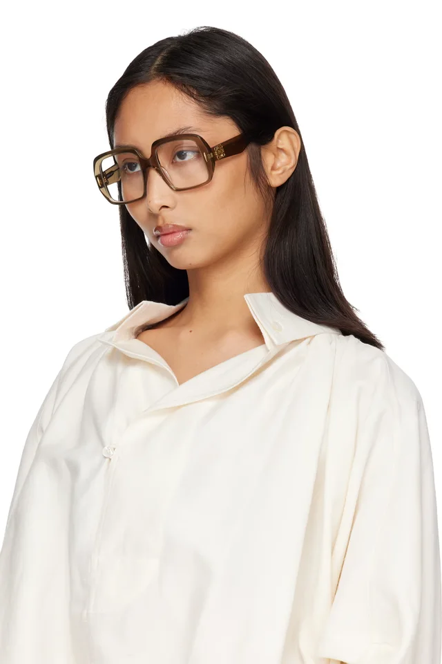 LOEWE Khaki Anagram Glasses, photo 4 of 4 from SSENSE