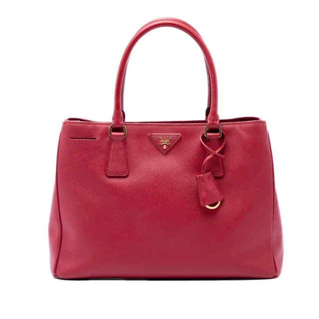 Red Prada Medium Saffiano Lux Galleria Tote Satchel in Red Saffiano leather from Designer Revival