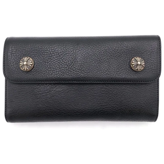 Chrome Hearts Wave Leather Wallet Black in Black Leather from The Reluxe