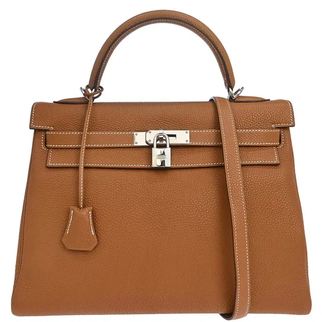 Hermès Gold Togo Kelly 32 Retourne 2way Shoulder Handbag in Gold Togo leather from AMORE Vintage Tokyo