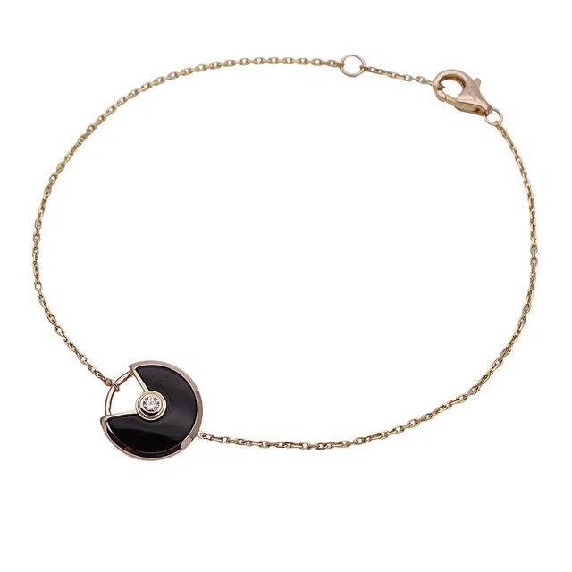Cartier Bracelet Onyx Diamond Amulet Pink Gold in Pink from The Reluxe