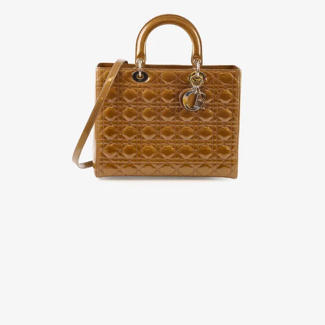 Lady Dior Large Patent Brown (old style) in Brown Patent leather from The Purse Affair