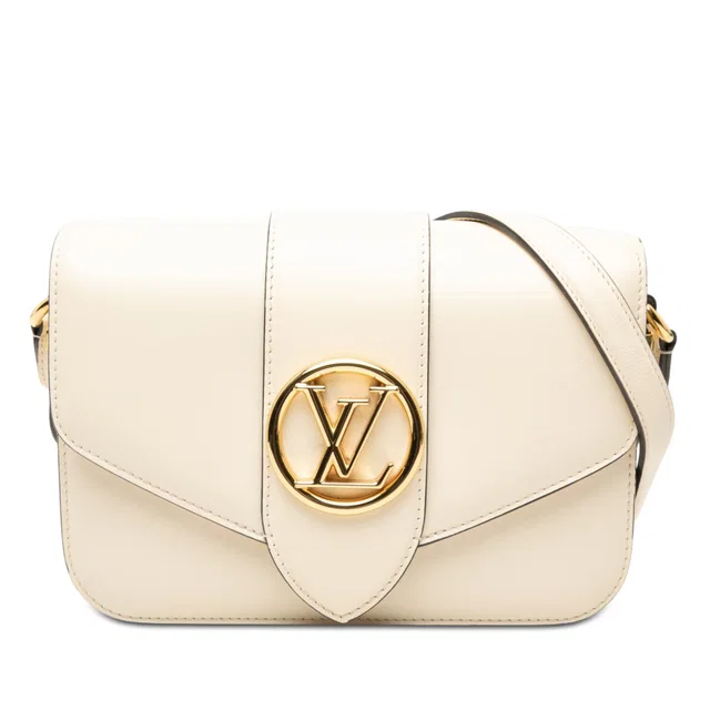 White Louis Vuitton Calfskin LV Pont 9 Soft MM Crossbody Bag in White Calfskin from Designer Revival