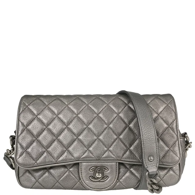Chanel 2016-2017 Silver Calfskin Casual Rock Shoulder Bag in Silver Calfskin from AMORE Vintage Tokyo