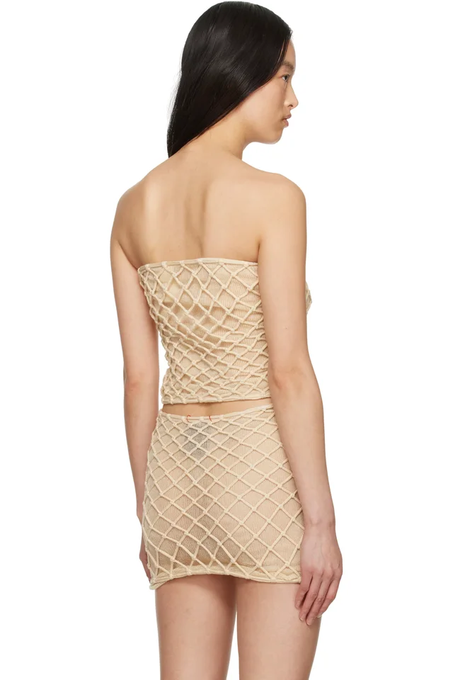 Isa Boulder Beige Macramist Tube Top, photo 3 of 4 from SSENSE