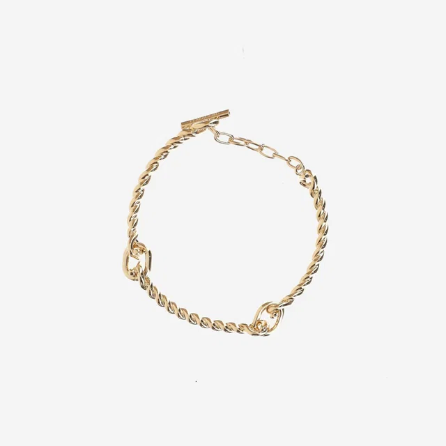 Ferragamo Brass Torchon Hook Bracelet — Gold Bracelets in Gold from HEWI