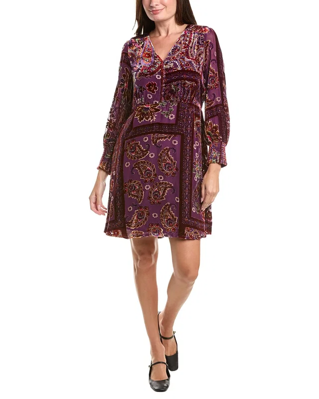 Johnny Was Kinney Burnout Silk-Blend Mini Dress, image 1 of 1 from Rue La La