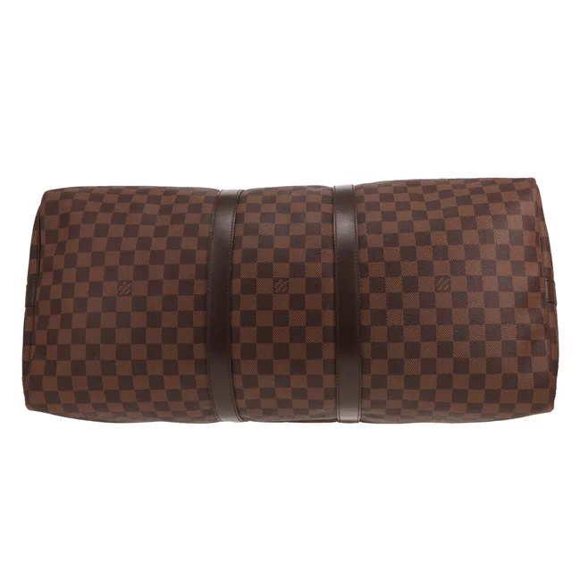 Louis Vuitton Keepall 55 travel bag in Ebène Damier canvas and brown leather in Brown Canvas from Collector Square, photo 3 of 3
