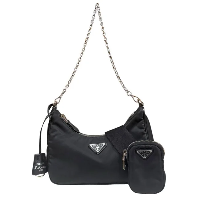 Prada Re Edition Shoulder Bag Nylon Black in Black Nylon from The Reluxe