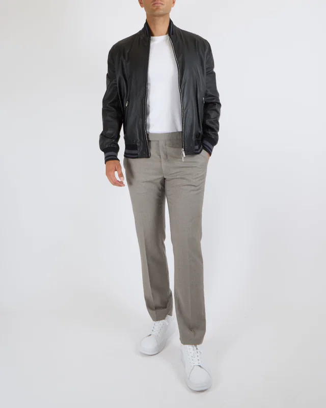 Hermès Menswear Black Leather Jacket with Pockets in Black Leather from Sellier