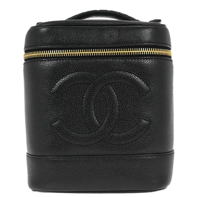 Chanel Black Caviar Skin Timeless Vanity Handbag in Black Caviar leather from AMORE Vintage Tokyo