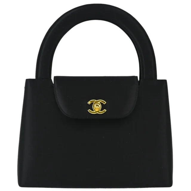 Chanel 1997-1999 Black Satin Handbag in Black Satin from AMORE Vintage Tokyo