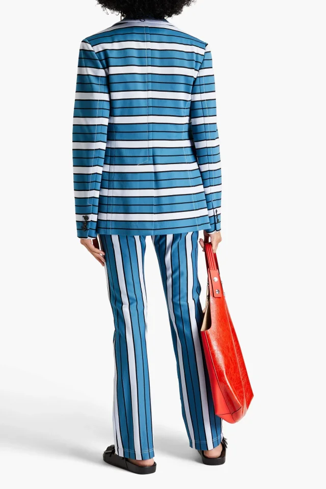 Marni Striped Ponte Blazer in Slate blue, photo 3 of 4 from THE OUTNET