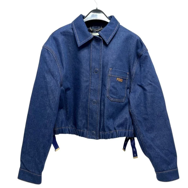 Fendi Denim Jacket FF Reverse Cotton Blue in Blue Denim from The Reluxe