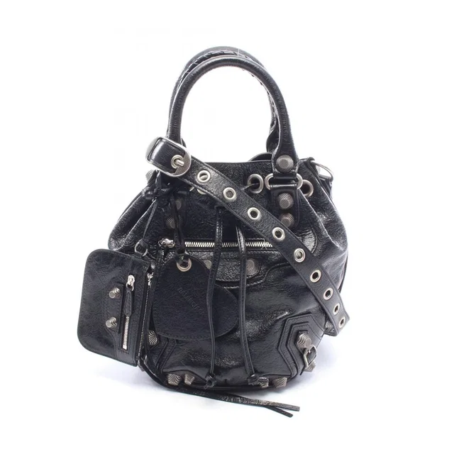 Balenciaga Le Cagole Bucket Bag Black Leather 2-Way in Black Leather from The Reluxe