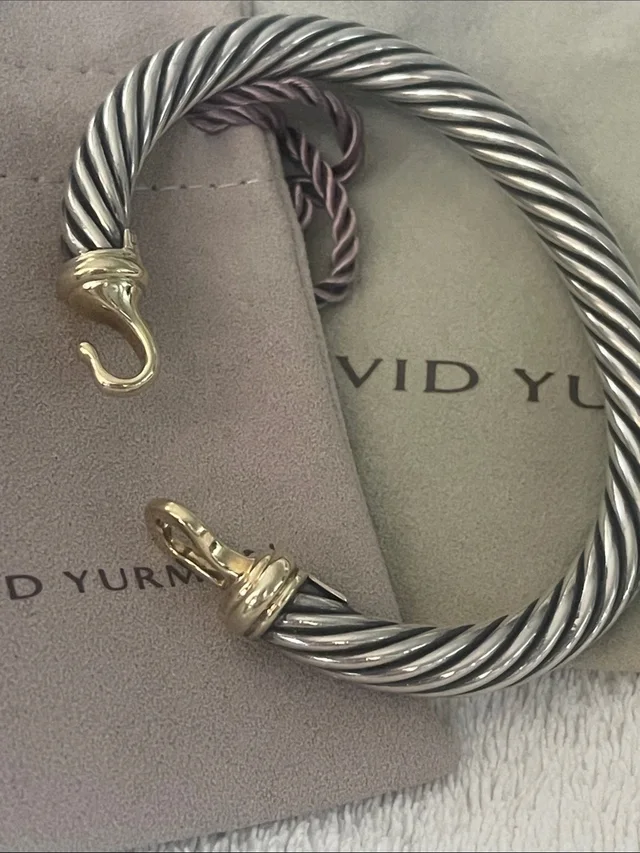 David Yurman Silver Cable Bracelet With Gold Hook Accents in silver|gold|gray from Poshmark